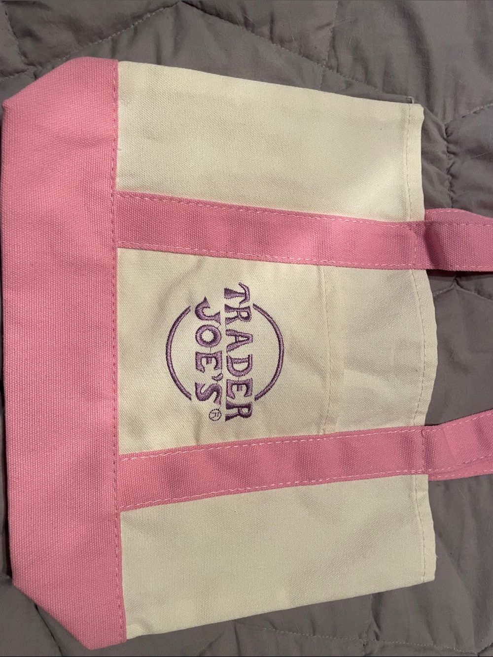 Pink & Cream Canvas Tote Bag Trader Joe’s